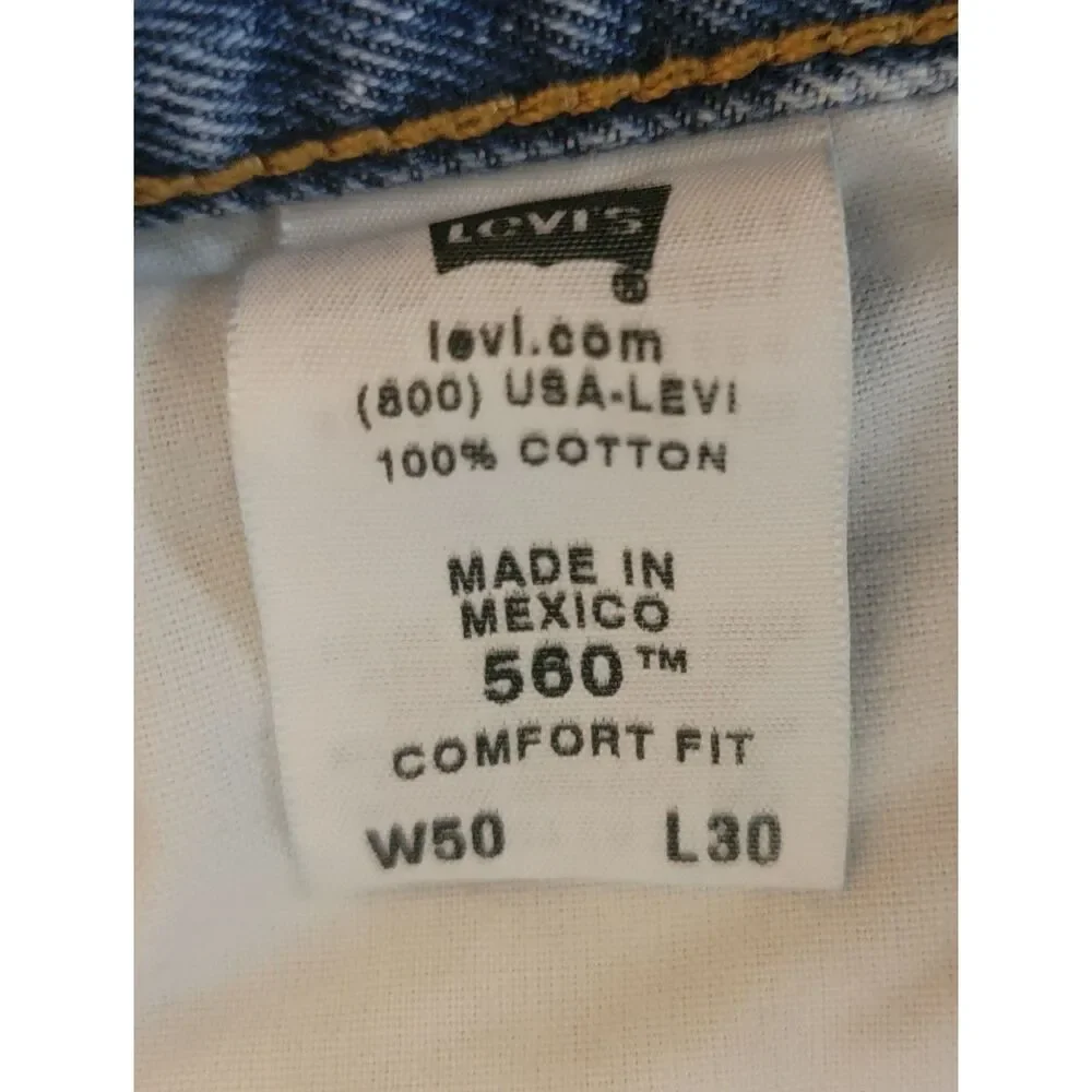 Levi's 560 Mens Size 50X30 Blue Medium Wash Comfort Fit Straight Leg Jeans